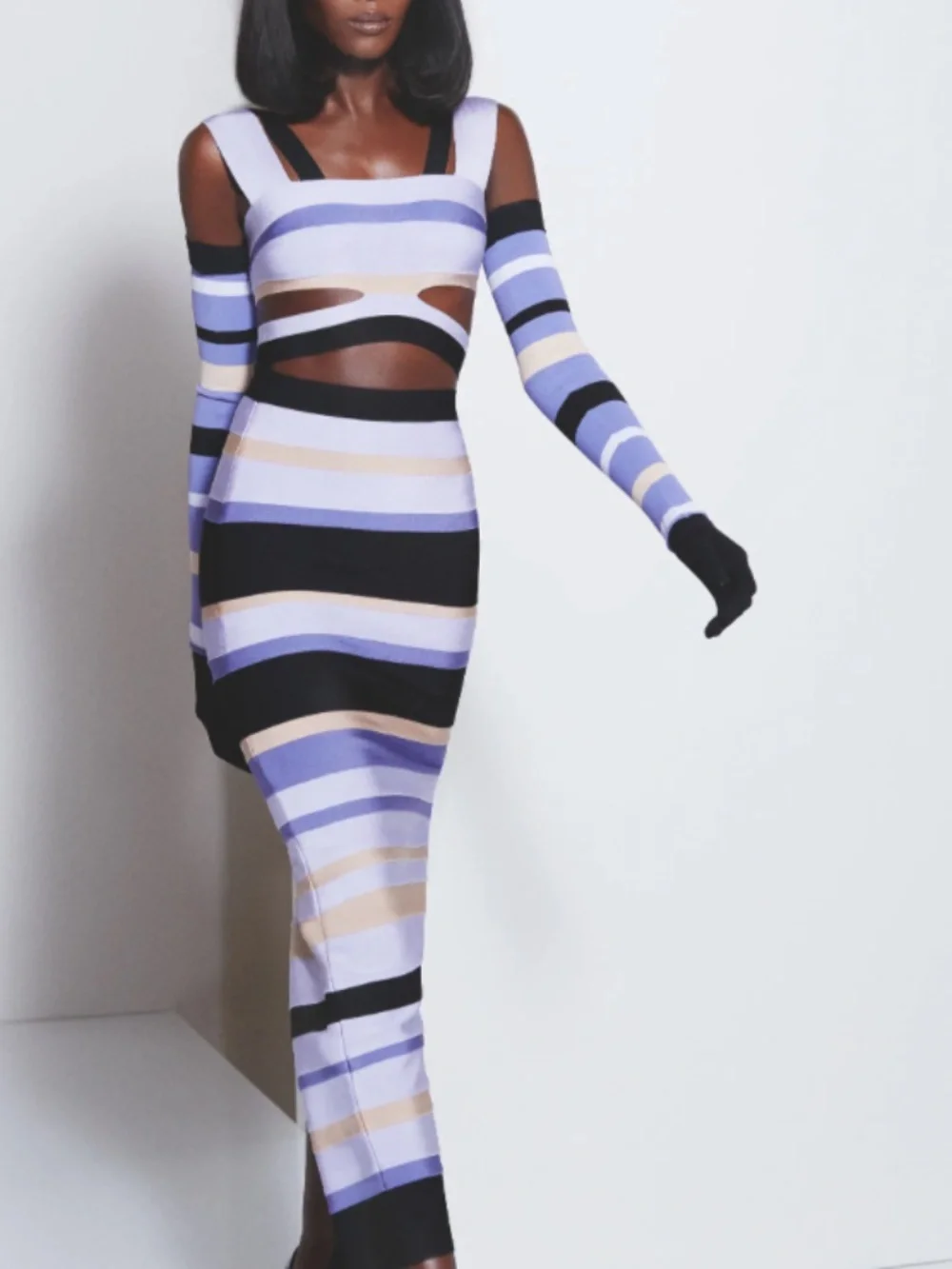 Herve Leger Stripes Gloves NWT